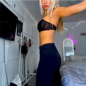 sexy women’s black lace mesh strapless push up bra vintage lingerie bandeau